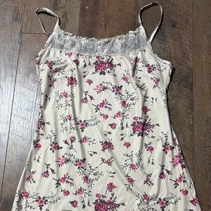 Floral Lace Trim Slip Dress